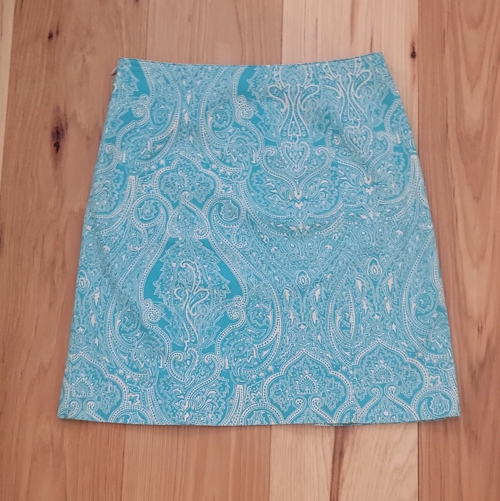 Talbots, Elegant Blue Paisley Skirt